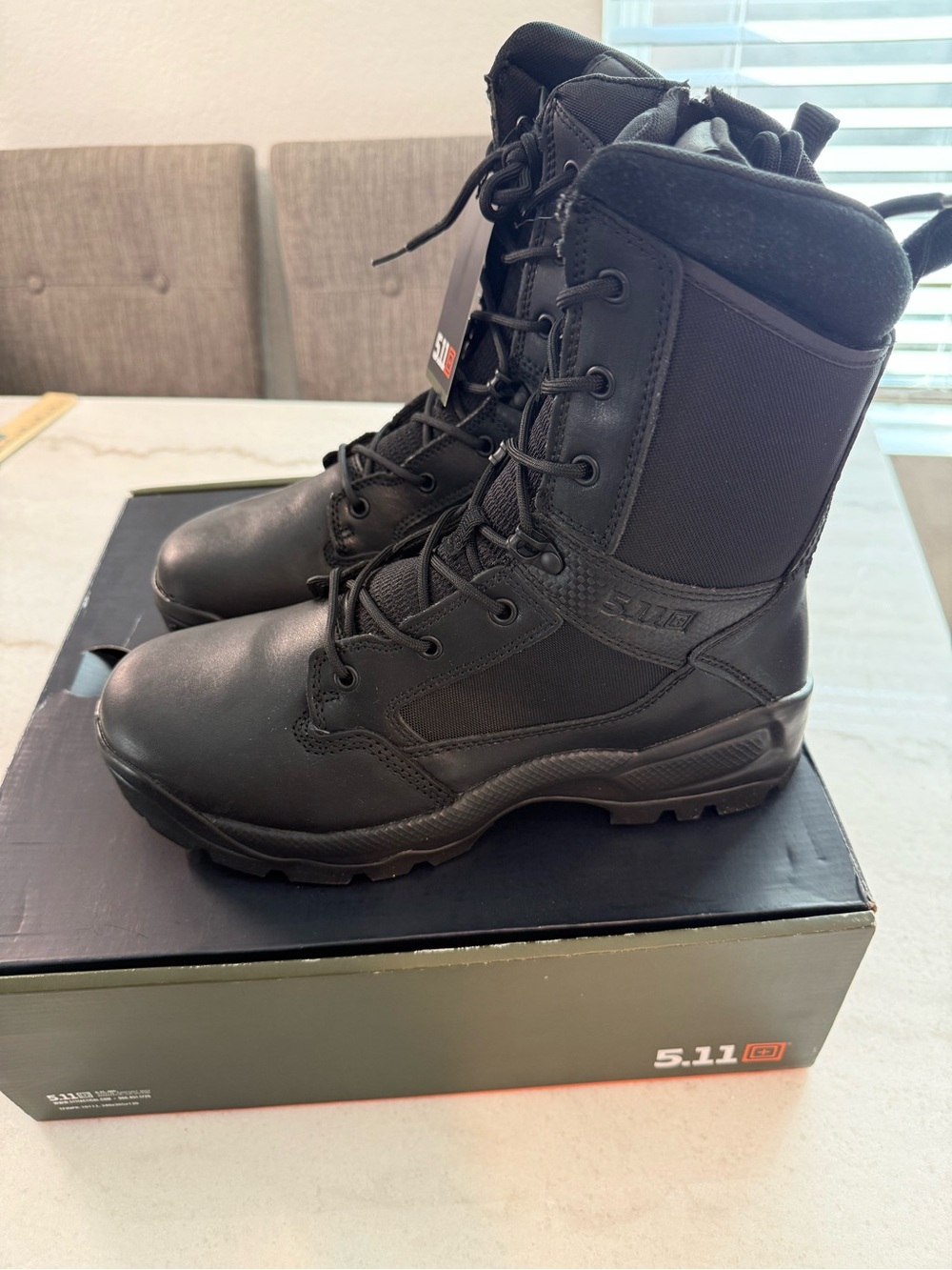 5.11 Tactical Black Men's Lace-Up Zipper Tactical Boots - Picture 6 of 7